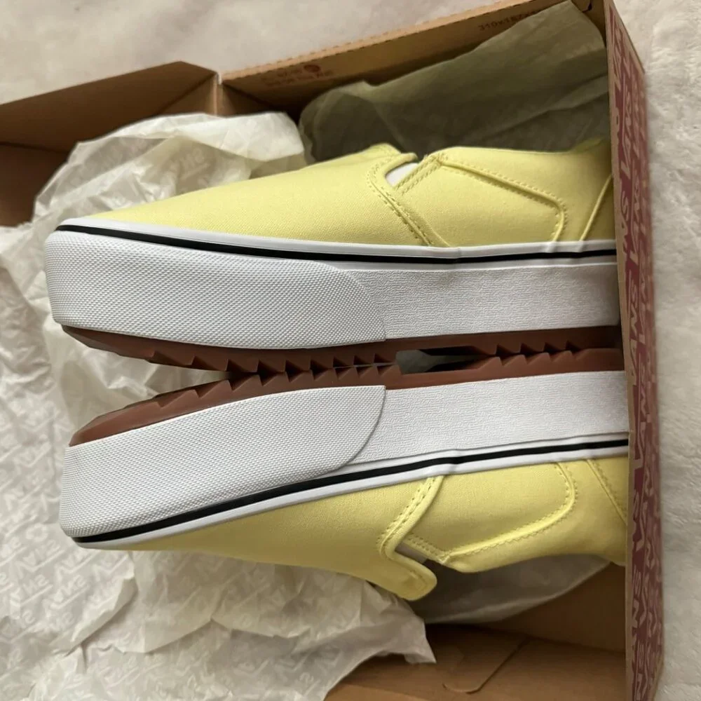 Vans‎ Asher platform st Canvas slip on shoes sneakers sz 8 light green women’s